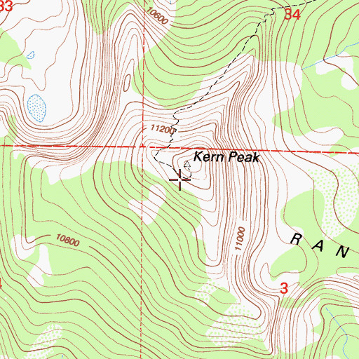 Topographic Map of Kern Peak, CA