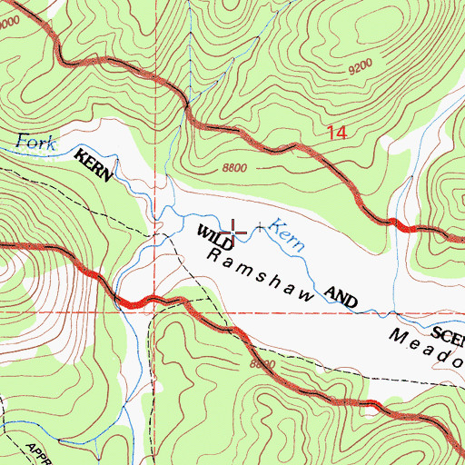 Topographic Map of Kern Peak Stringer, CA