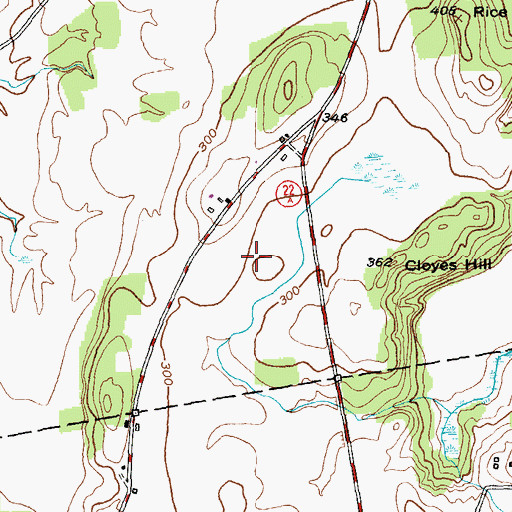 Topographic Map of Melrose Springs Airfield, VT