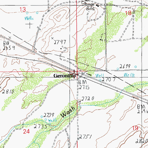 Topographic Map of Geronimo, AZ