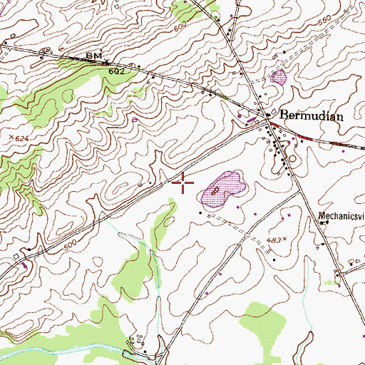 Topographic Map of Mathna Airport, PA