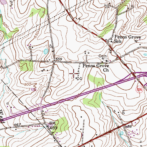 Topographic Map of Harris Airport, PA