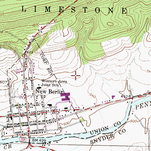 Topographic Map of Sauers-Haven Airport, PA
