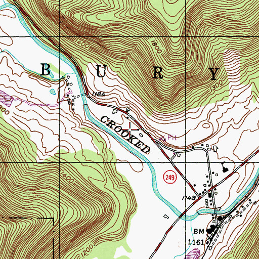 Topographic Map of Middlebury Airport, PA