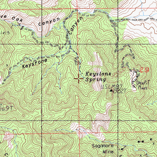 Topographic Map of Keystone Spring, CA