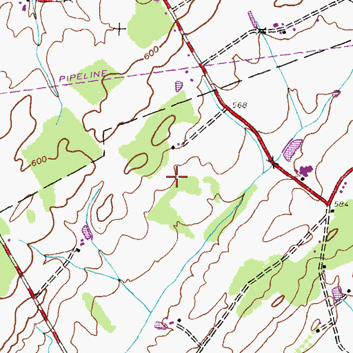 Topographic Map of Bowtie Airport, PA