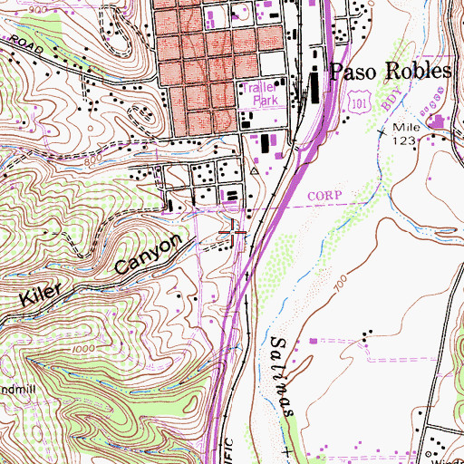 Topographic Map of Kiler Canyon, CA