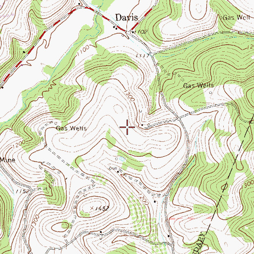 Topographic Map of Davis Airport, PA