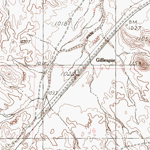 Topographic Map of Gillespie, AZ