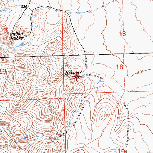 Topographic Map of Kilmer Spring, CA