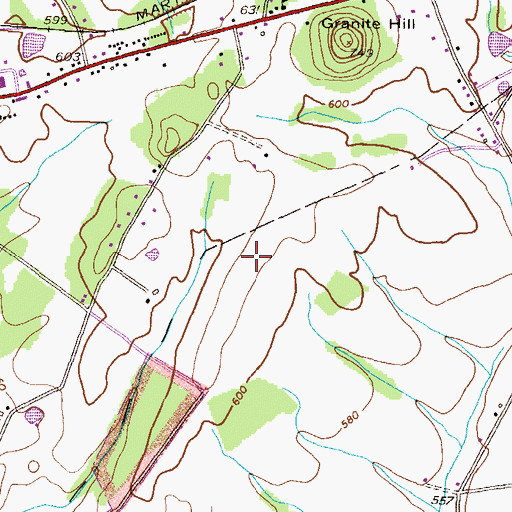 Topographic Map of Captain's Folly Airport, PA