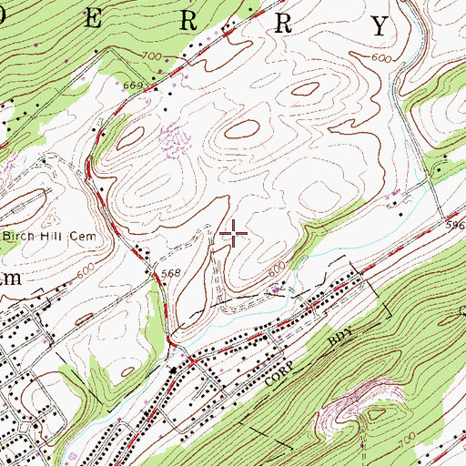 Topographic Map of Mc Cardle Farm Airport, PA