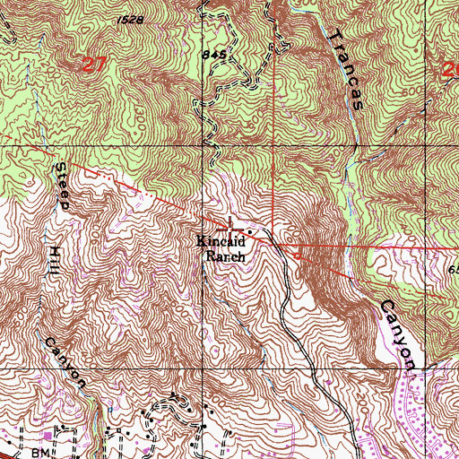 Topographic Map of Kincaid Ranch, CA