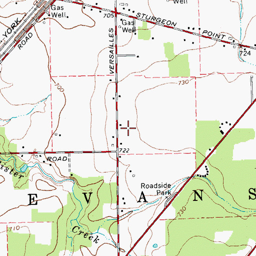 Topographic Map of Evans Airways, NY