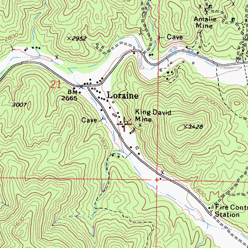 Topographic Map of King David Mine, CA