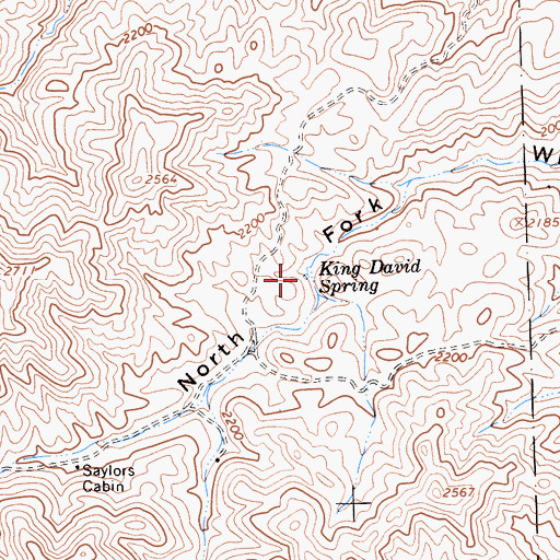 Topographic Map of King David Spring, CA