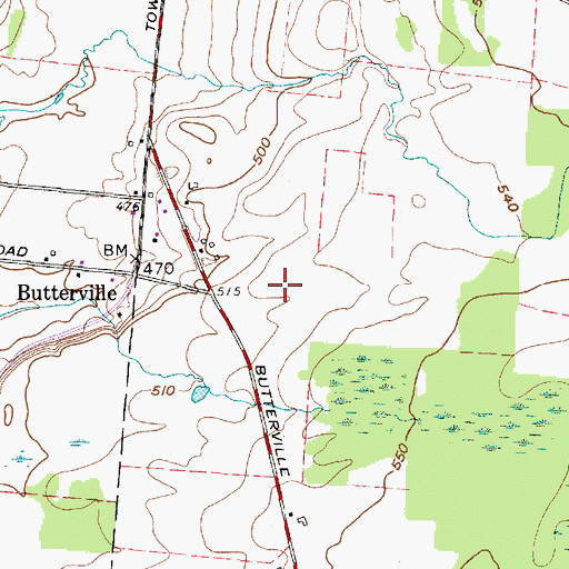 Topographic Map of Butterville Airport, NY