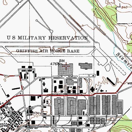 Topographic Map of Griffiss International Airport, NY