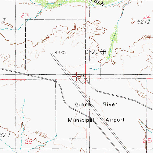 Topographic Map of Green River Municipal Airport, UT
