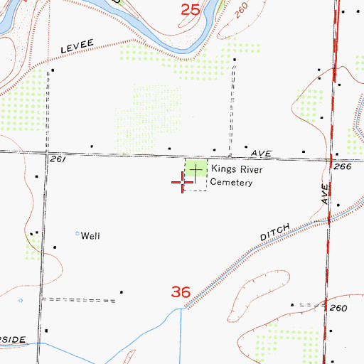 Topographic Map of Kings River Cemetery, CA