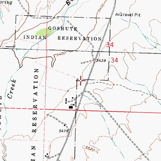 Topographic Map of Goshute Airport, UT