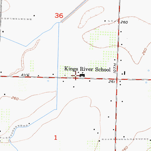 Topographic Map of Kings River School, CA