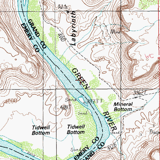 Topographic Map of Mineral Canyon Strip, UT