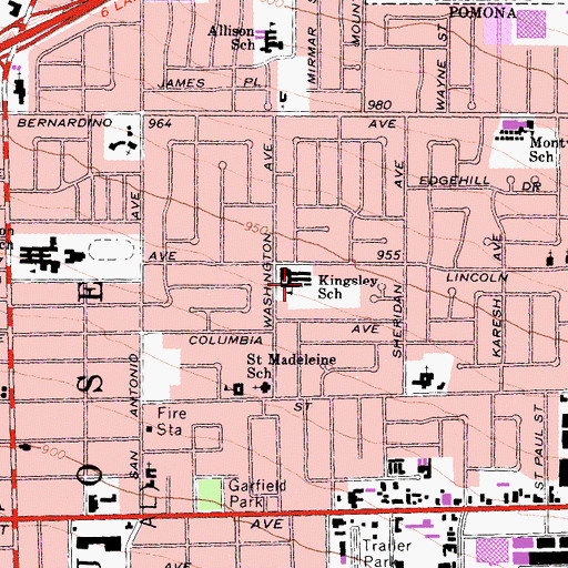 Topographic Map of Kingsley Elementary School, CA