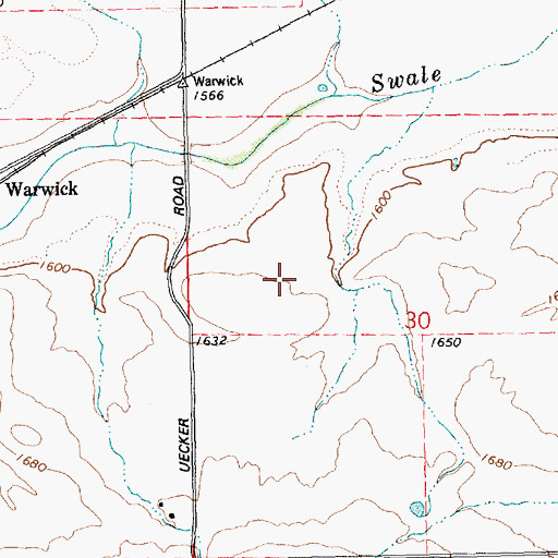 Topographic Map of Warwick Airport, WA