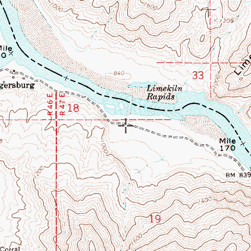 Topographic Map of Rogersburg Airport, WA