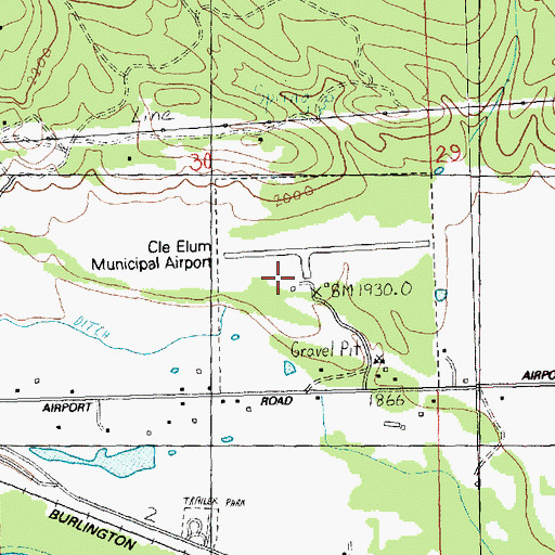 Topographic Map of Cle Elum Municipal Airport, WA