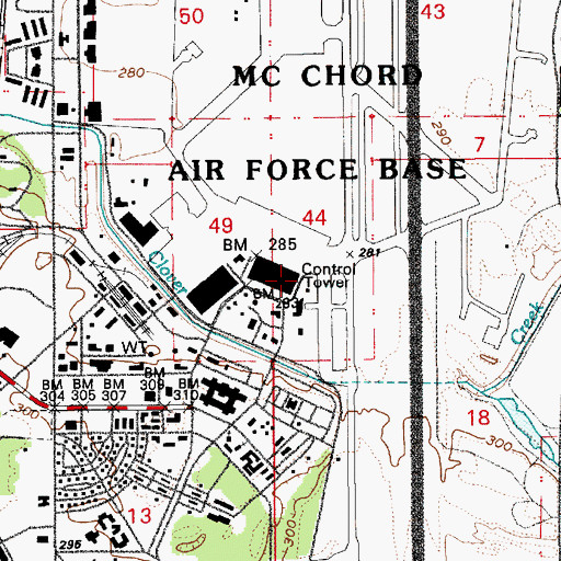 Topographic Map of McChord Field (Joint Base Lewis-McChord), WA