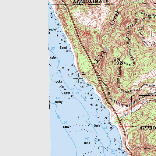 Topographic Map of Kirk Creek, CA