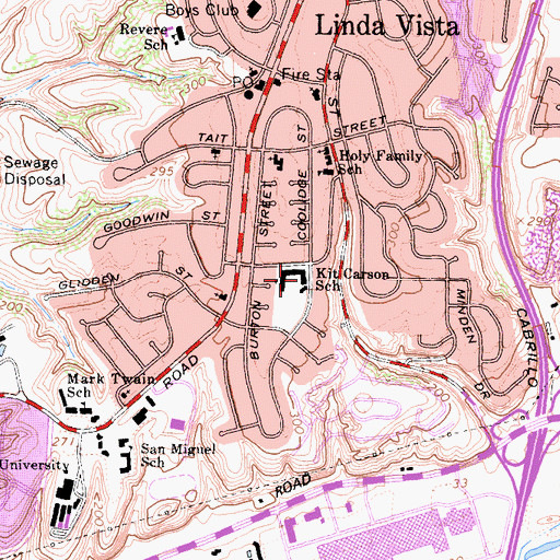 Topographic Map of Carson Elementary School, CA