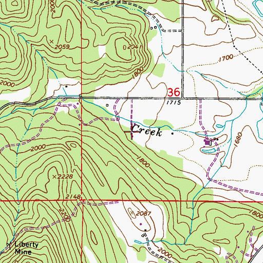 Topographic Map of Bluecreek Airport, WA