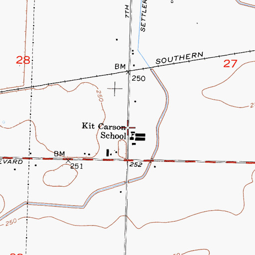 Topographic Map of Kit Carson Elementary School, CA