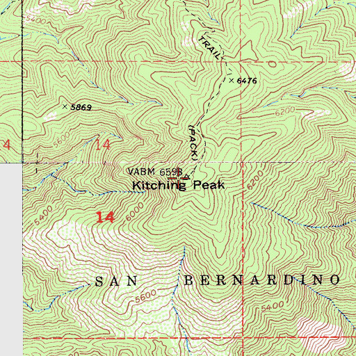 Topographic Map of Kitching Peak, CA
