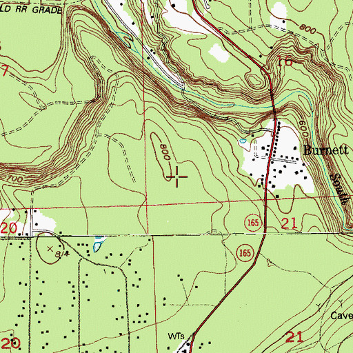 Topographic Map of Burnett Landing, WA
