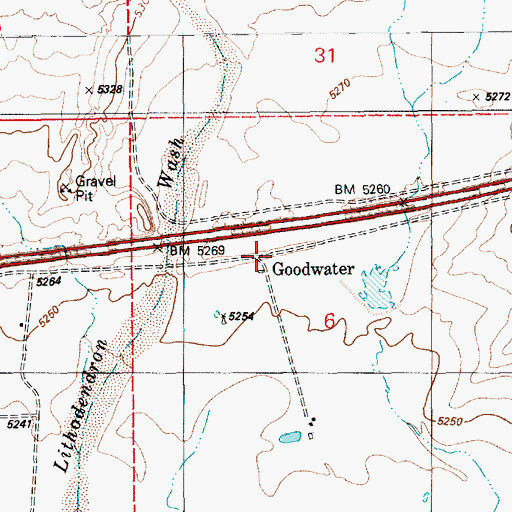 Topographic Map of Goodwater, AZ