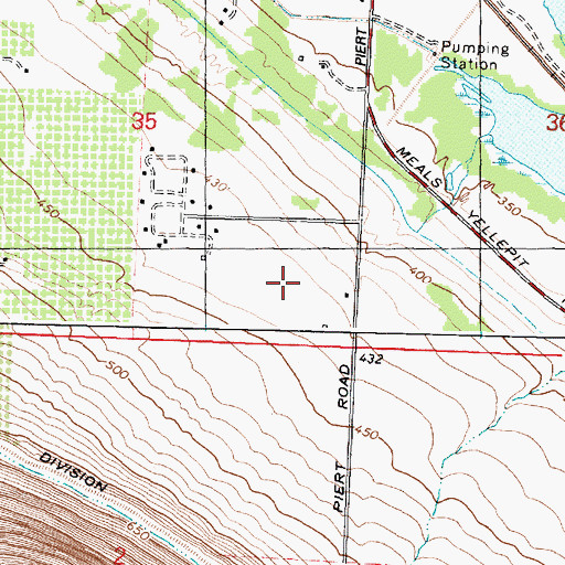 Topographic Map of Woodfield Airport, WA