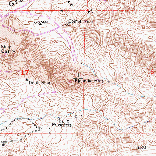 Topographic Map of Klondike Mine, CA