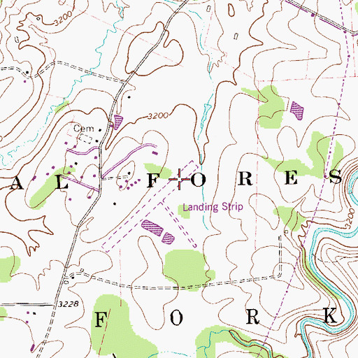 Topographic Map of Windwood Fly-In Resort Airport, WV
