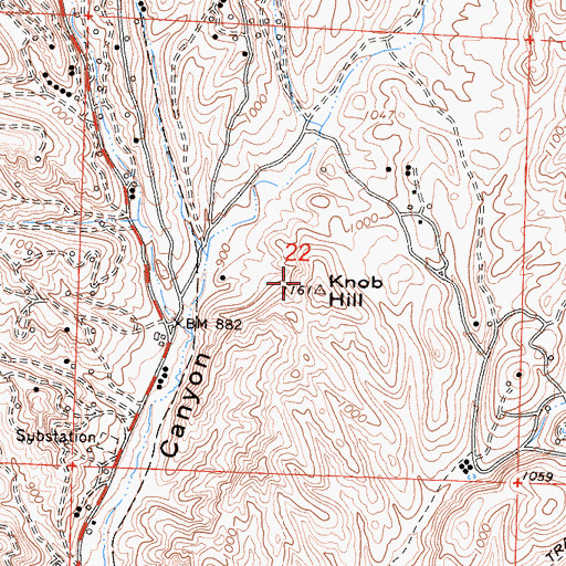 Topographic Map of Knob Hill, CA