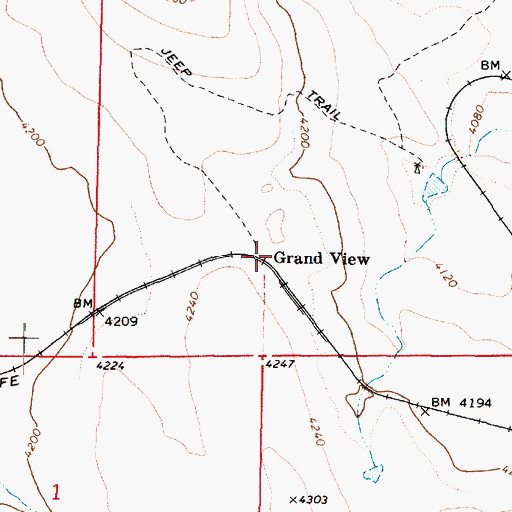 Topographic Map of Grand View, AZ