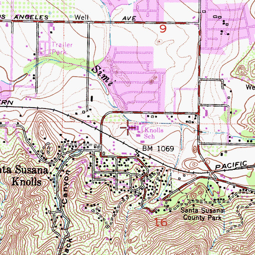 Topographic Map of Knolls School, CA