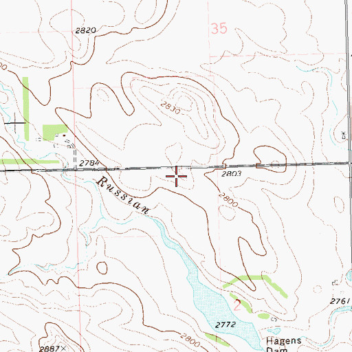 Topographic Map of Hagen Private Airport, ND