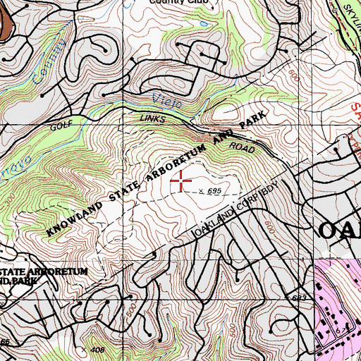 Topographic Map of Knowland State Arboretum and Park, CA