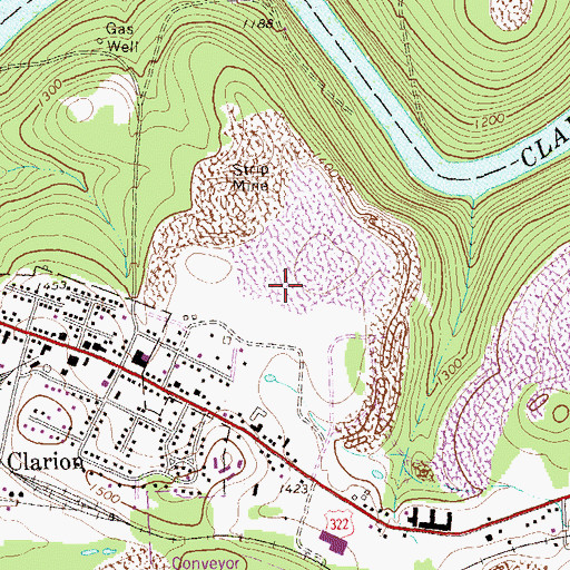 Topographic Map of Parker-Cramer Airport, PA