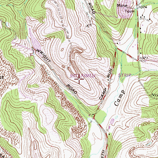Topographic Map of Pleasant Hill Airport, PA