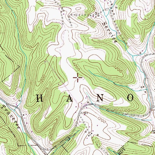 Topographic Map of Hanny Beaver Airpark Inc, PA